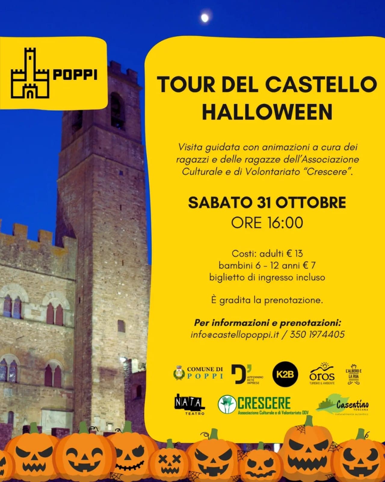 Locandina di Tour del Castello di Poppi per Halloween