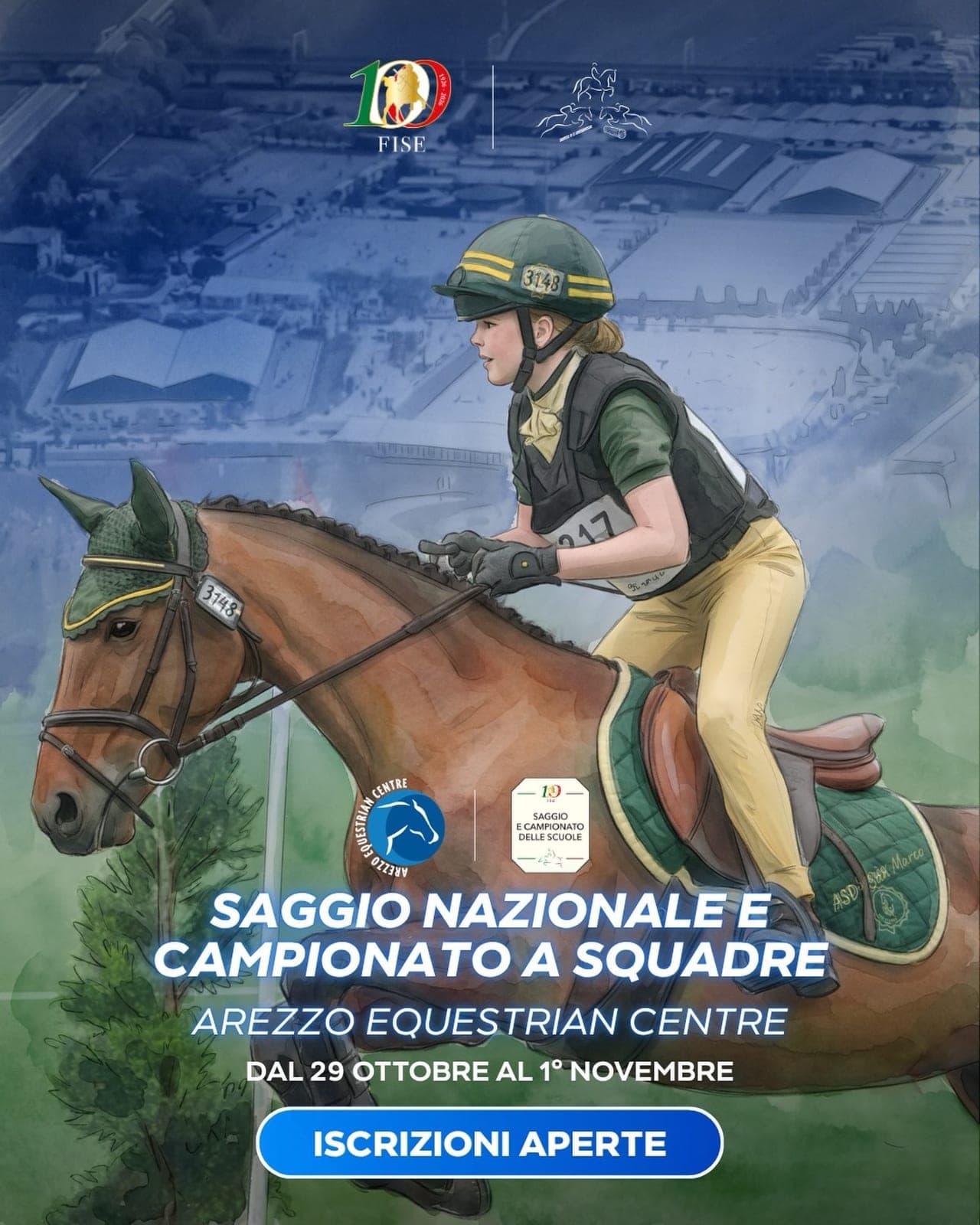 Locandina di Saggio Nazionale delle Scuole e Campionato a Squadre FISE